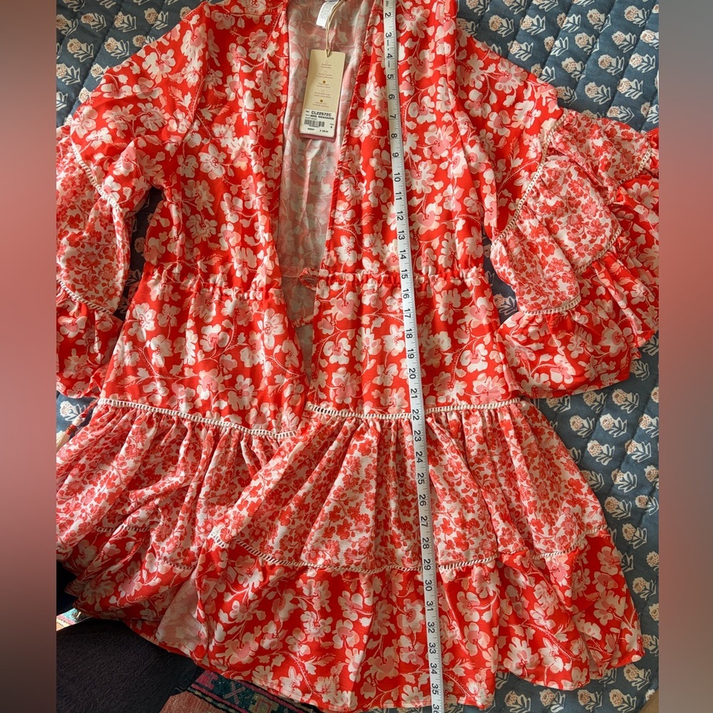 NWT Cosita Linda Floral Bell Sleeve Kimono Cover Up Medium Resortwear - Picture 6 of 8